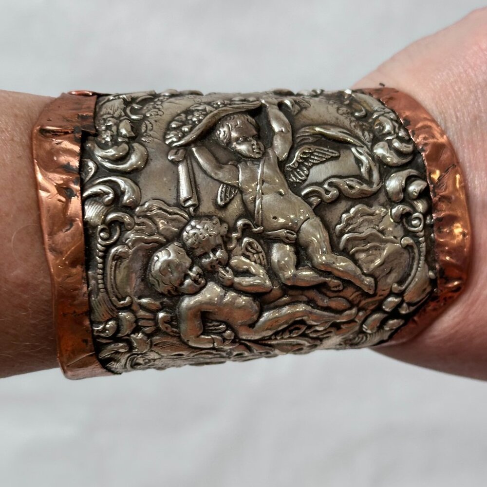 Gorham Sterling Silver Cherub Cuff Copper Cherubim Angel Antique 925 Victorian - Picture 3 of 8